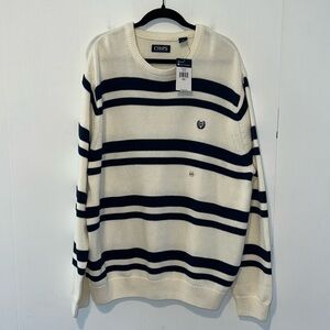 NWT Chaps Men’s Blue & Cream Classic Crew Sweater Q14